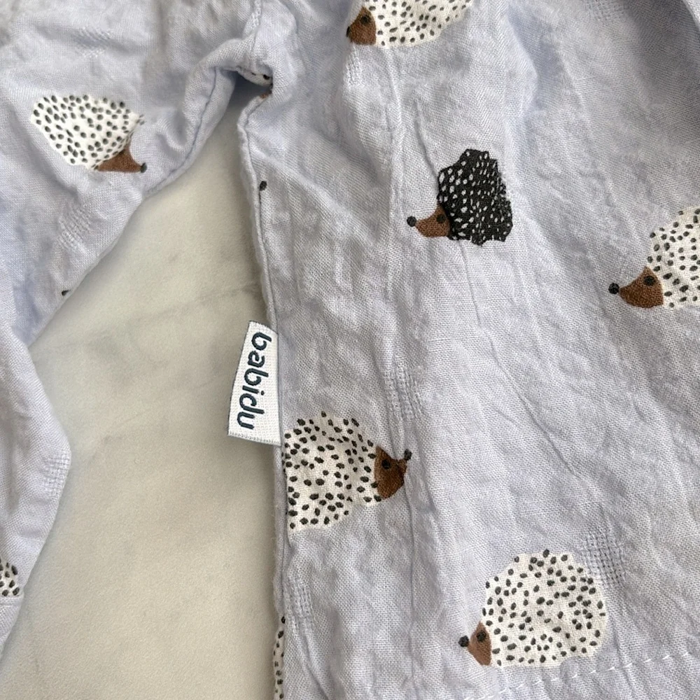 Babidu Blue & Black Hedgehog Print Shorts Set for Baby Boys